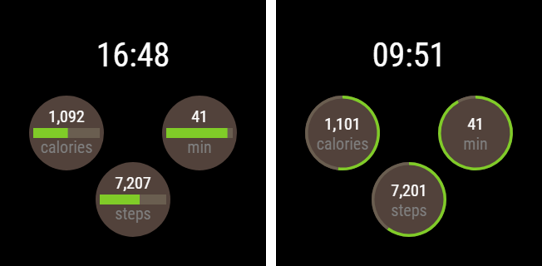 Studies of Part-to-Whole Glanceable Visualizations on Smartwatch Faces